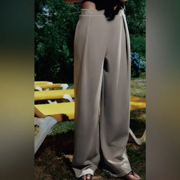 Zara WASHED EFFECT INTERLOCK PANTS - Picture 2 of 4